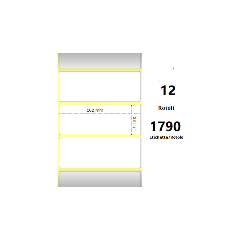 Pack De 12 Unidades White 102x38mm,1790 Et/Rotolo Z-1000d, 4x1.5x1core, 12 Rolls