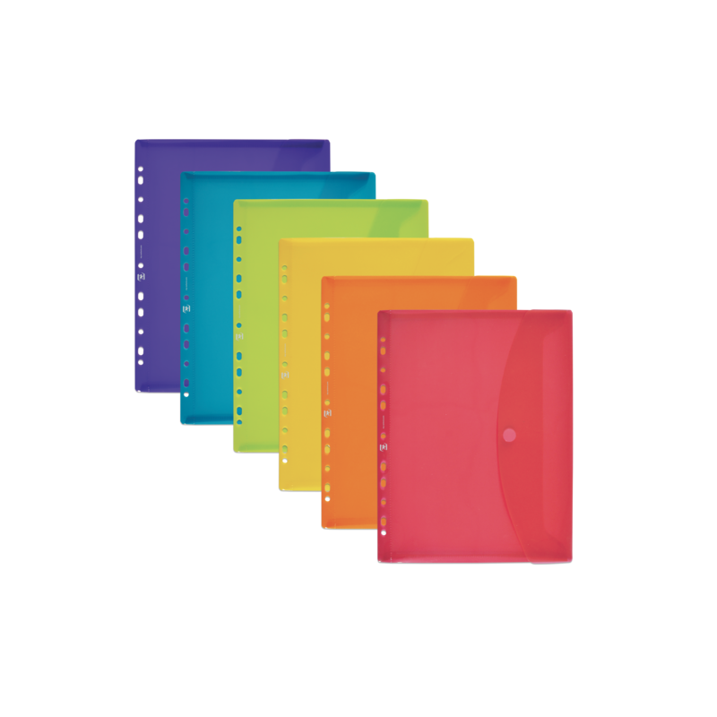 Pack De 15 Unidades Oxford A4 Carpeta Plastico Flexible Translucido - Sobre Multitaladro Con Velcro - Tamaño A4 -
