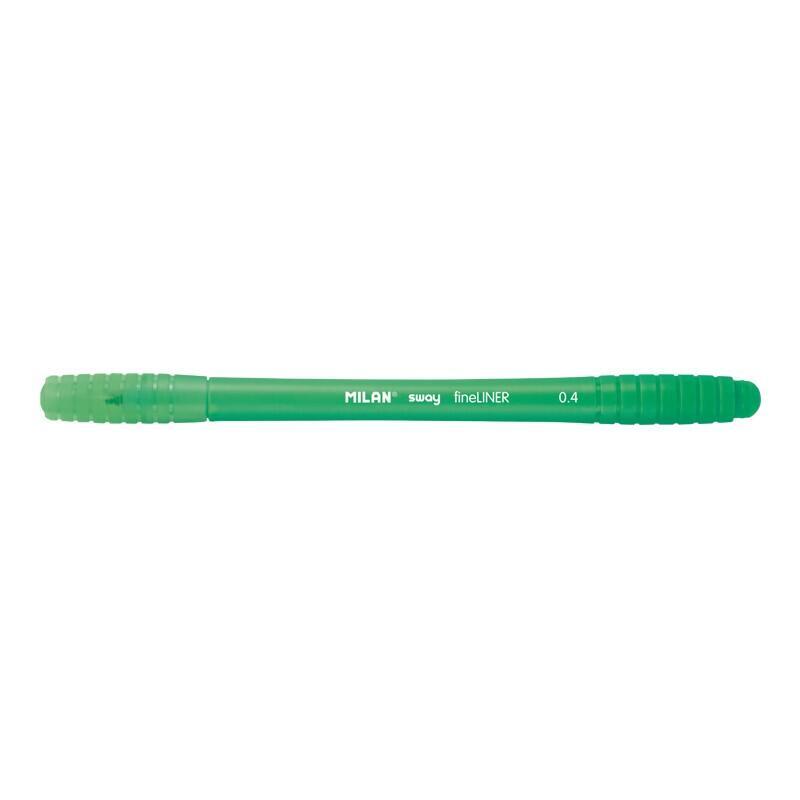Pack De 16 Unidades Milan Sway Fineliner Rotulador - Punta Fina 0.4mm - Ergonomico - Tinta Al Agua - Verde