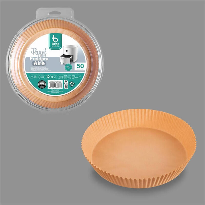 Pack De 2 Unidades - 50 Ud X2 Papel Redondo Freidora Aire 20cm 730227 Best Products
