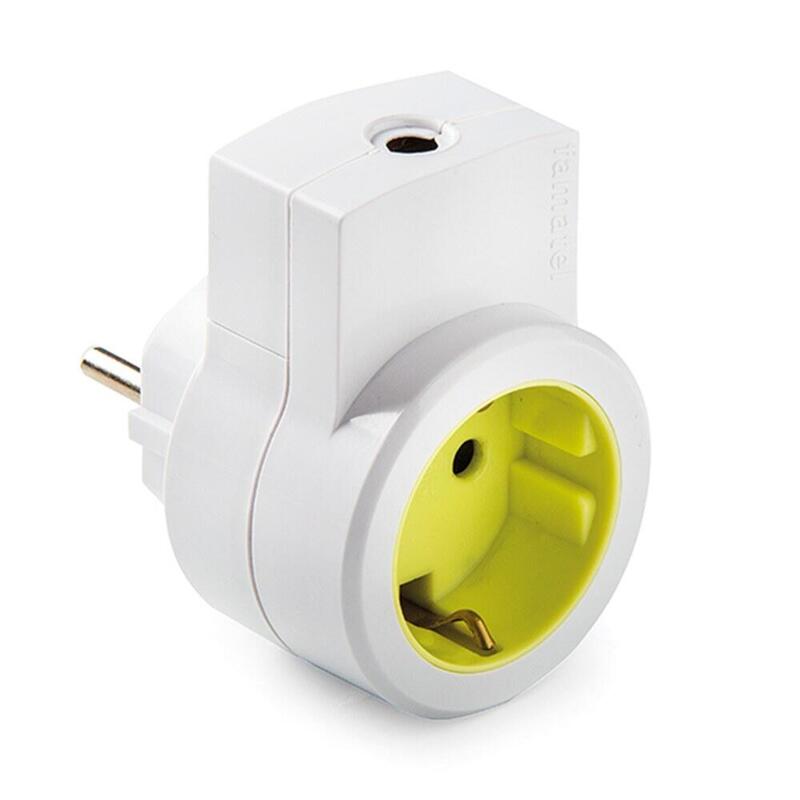 Pack De 2 Unidades - Adaptador 1 Toma 2p+T Schuko Y Salida De Cable 16a 250 V Blanco