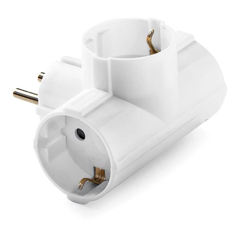Pack De 2 Unidades - Adaptador Triple Schuko 2p+T, 16a 250 V, Blanco