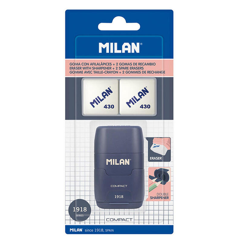 Pack De 2 Unidades - Afilaborra Compact Serie 1918 Azul + 2 Gomas De Recambio