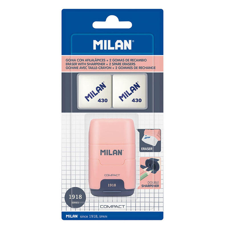 Pack De 2 Unidades - Afilaborra Compact Serie 1918 Rosa + 2 Gomas De Recambio