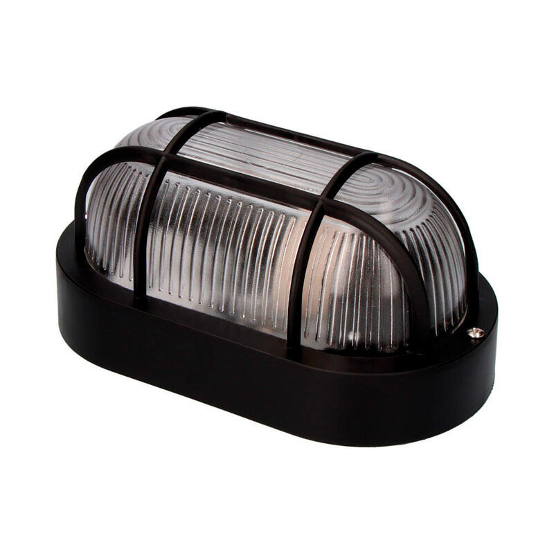 Pack De 2 Unidades - Aplique Oval Ip54 Color Negro 1xe27 40w 11,4x20,2x10cm Modelo Tarragona. Edm