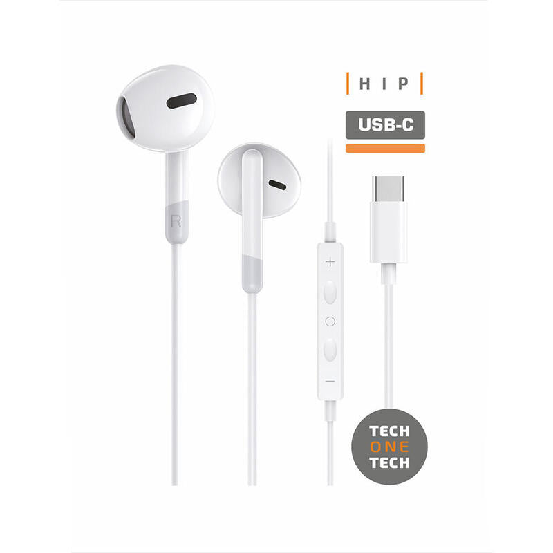 Pack De 2 Unidades - Auriculares Hip Blancos, Con Usb-C. Tech One Tech