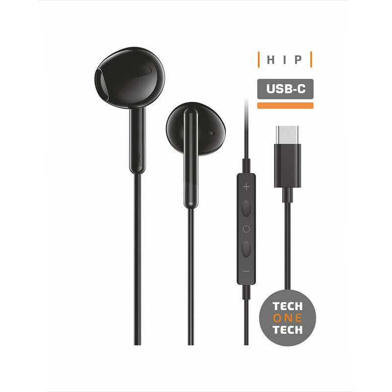 Pack De 2 Unidades - Auriculares Hip Negros, Con Usb-C. Tech One Tech