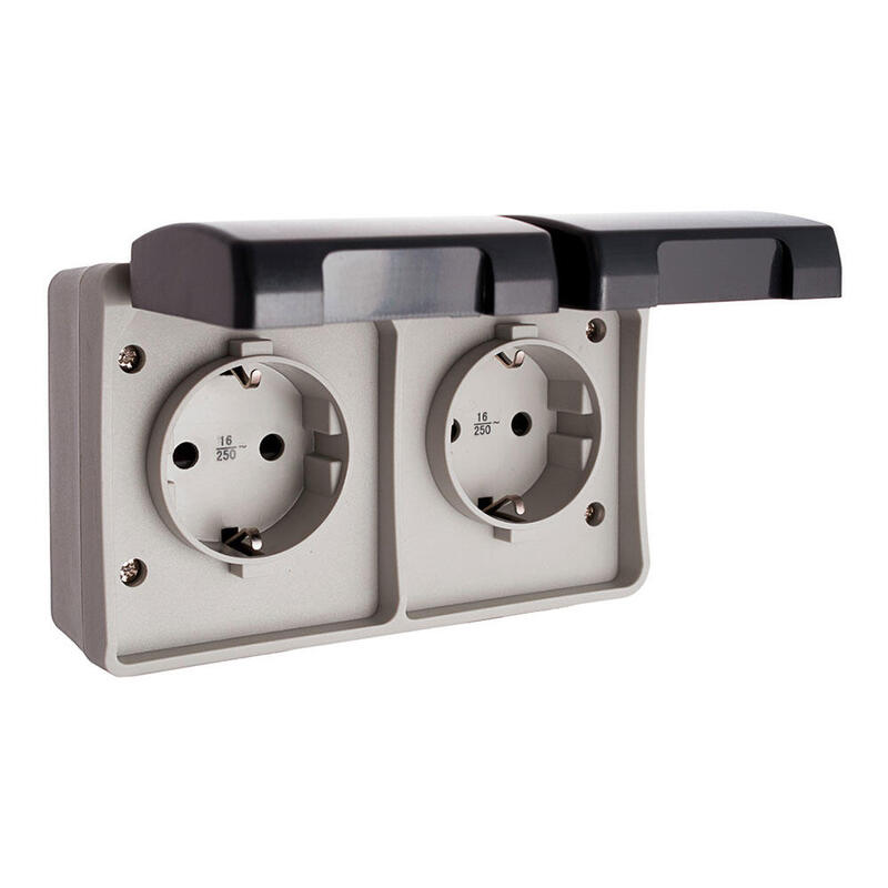 Pack De 2 Unidades - Base Fija Estanca Doble T/Tl 16 A 250 V Ip44
