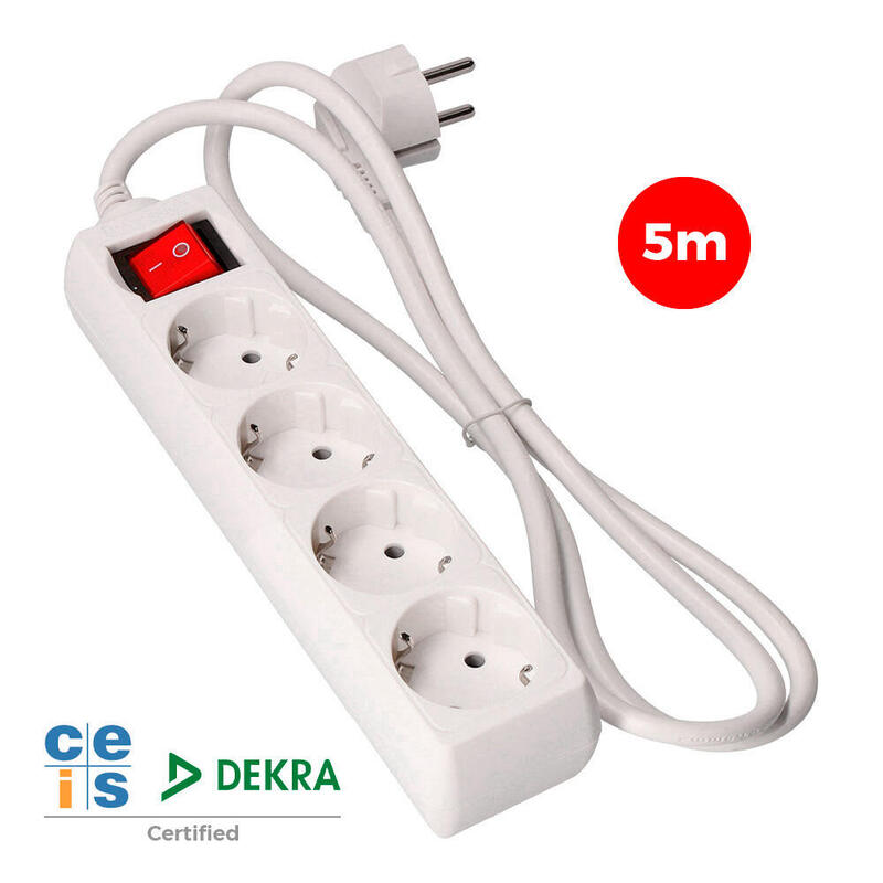 Pack De 2 Unidades - Base Multiple 4 Tomas Schuko + Interruptor 5m 3x1,5mm Edm