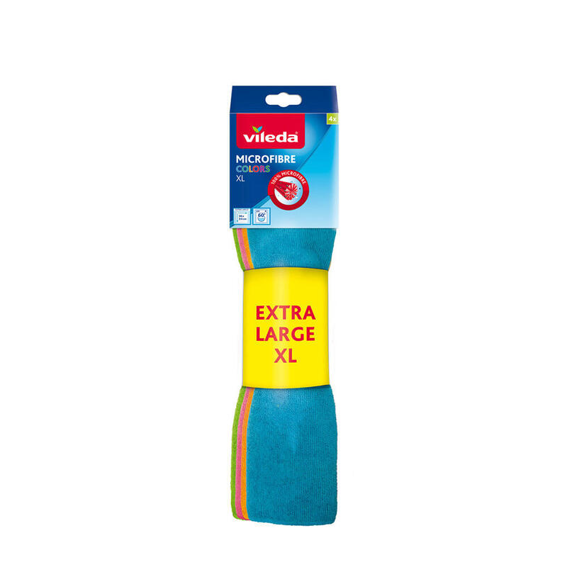 Pack De 2 Unidades - Bayeta Microfibra Colors Xl 4 Unid. 167787 Vileda