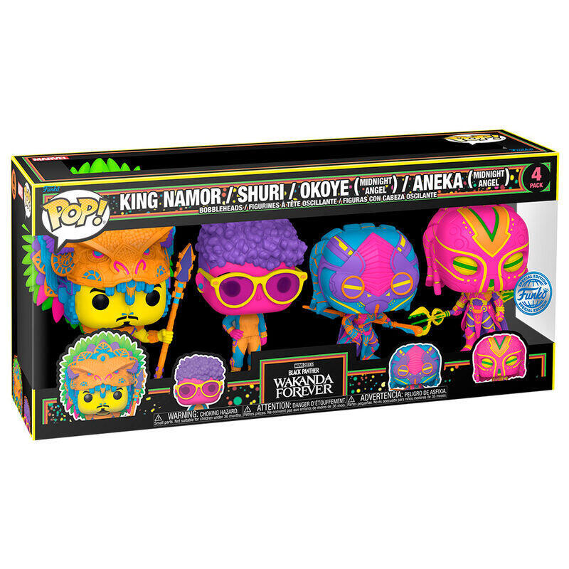 Pack De 2 Unidades - Blister 4 Figuras Pop Marvel Black Panther Wakanda Forever Exclusive