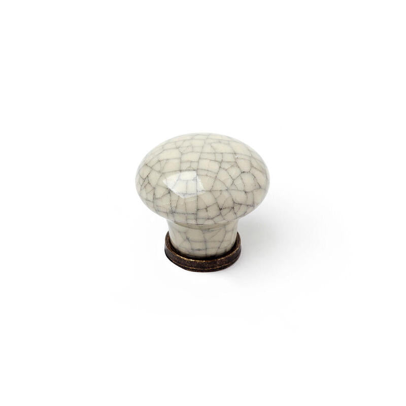 Pack De 2 Unidades - Blister Con 2 Pomos Redondos Para Mueble Fabricado En Porcelana Acabado Craquelé Mod. 818 Ø30mm Rei
