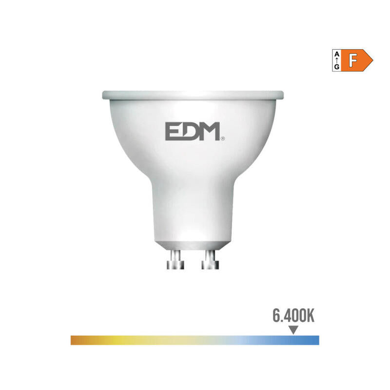 Pack De 2 Unidades - Bombilla Dicroica Led Gu10 8w 600lm 6400k Luz Fria 120° Ø5x5,5cm Edm