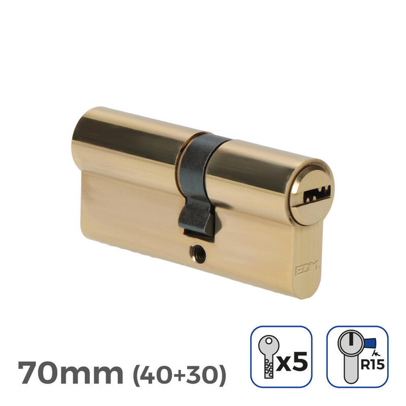 Pack De 2 Unidades - Bombin Laton 70mm (40+30mm) Leva Larga R15 Con 5 Llaves De Seguridad Incluidas Edm