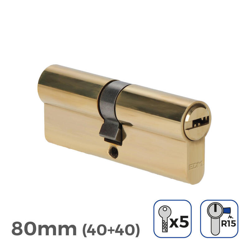 Pack De 2 Unidades - Bombin Laton 80mm (40+40mm) Leva Larga R15 Con 5 Llaves De Seguridad Incluidas Edm