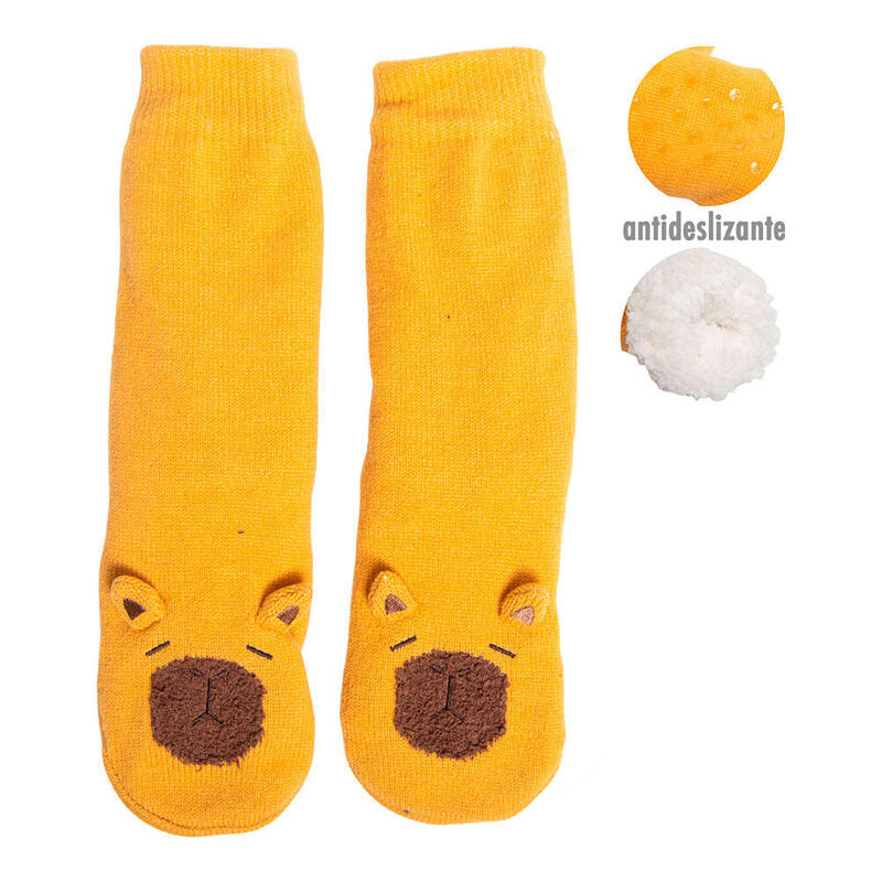 Pack De 2 Unidades - Calcetines Capibara Antideslizantes Con Forro De Borreguito Suave, Talla 30 - 35