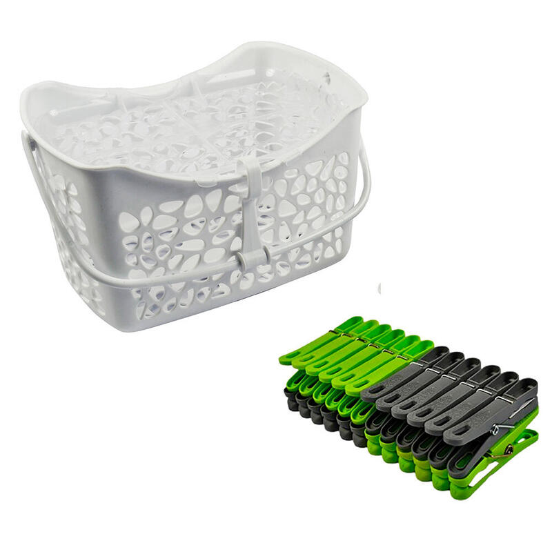 Pack De 2 Unidades - Cesto Rigido Con 24 Pinzas 19 X 14,5 X 11 Cm