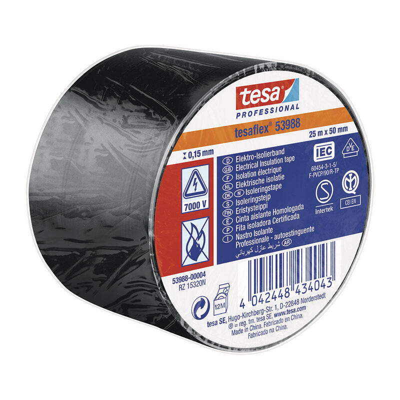 Pack De 2 Unidades - Cinta Aislante Homologada 25m X 50mm Negro 53988 Tesa