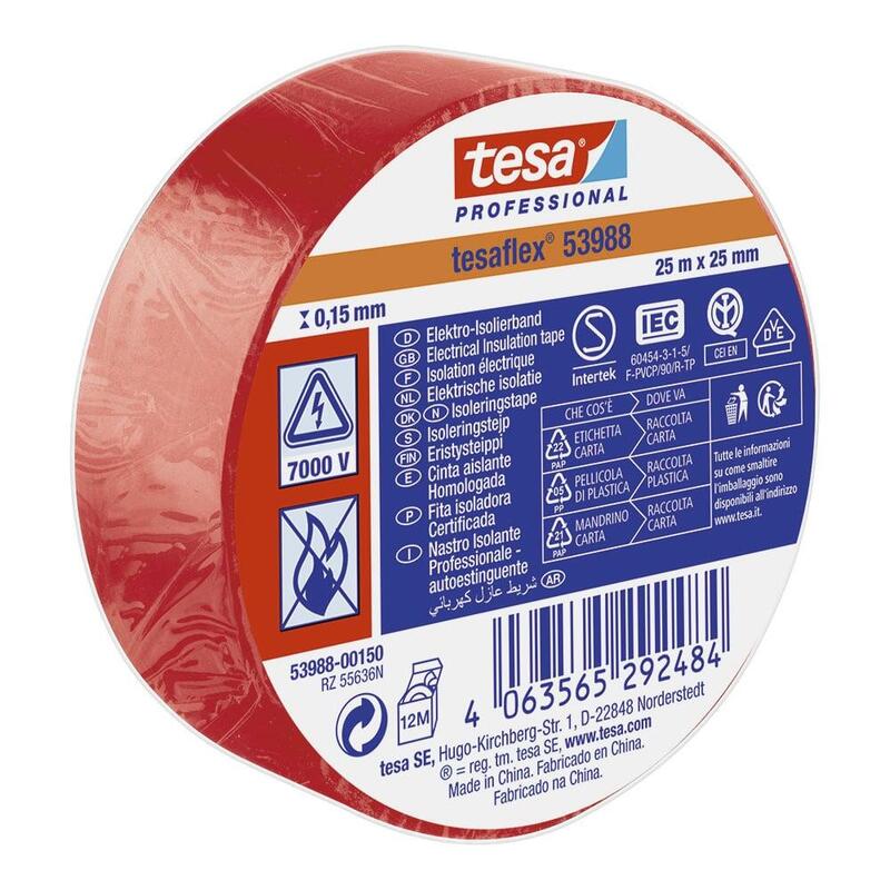 Pack De 2 Unidades - Cinta Aislante Homologada Roja 25m X 25mm
