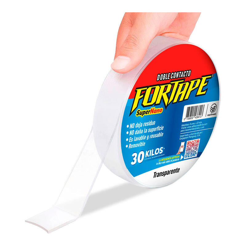 Pack De 2 Unidades - Cinta Doble Contacto Super Nano Transparente 30 Mm X 3 M