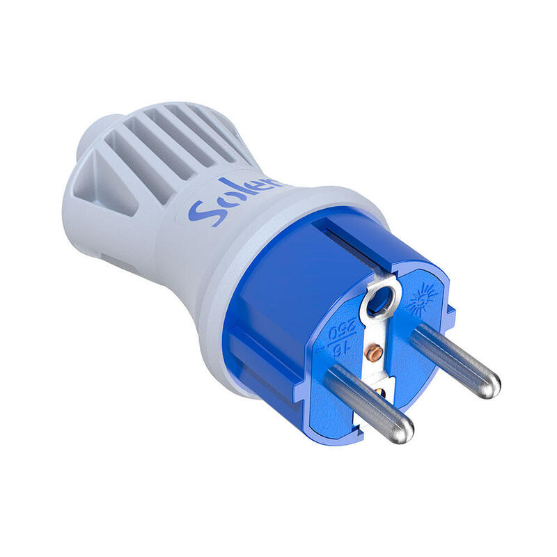 Pack De 2 Unidades - Clavija Bipolar 16a 250v .Espigas De Ø 4,8mm.Material Blanco. Ip44. Sujetacables Abatible 5706ckb Solera
