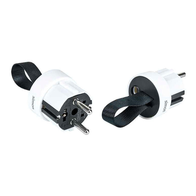 Pack De 2 Unidades - Clavija Extraplana 2p+Tt Schuko Salida Frontal 16 A 250 V~ Facil Extraccion Blanca