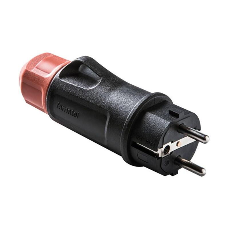 Pack De 2 Unidades - Clavija Schuko 2p+T 16a 250 V, Ip54, Negra, Máx. 1,5 X 2,5 Mm².