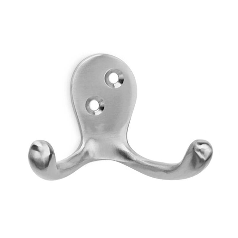 Pack De 2 Unidades - Colgador Clasico Doble De Laton Niquel Satinado (Blister) Inofix