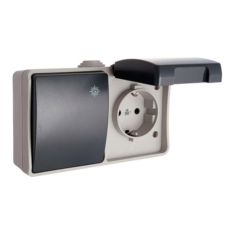 Pack De 2 Unidades - Conmutador + Base Fija Estanca T/Tl 16 A 250 V Ip44