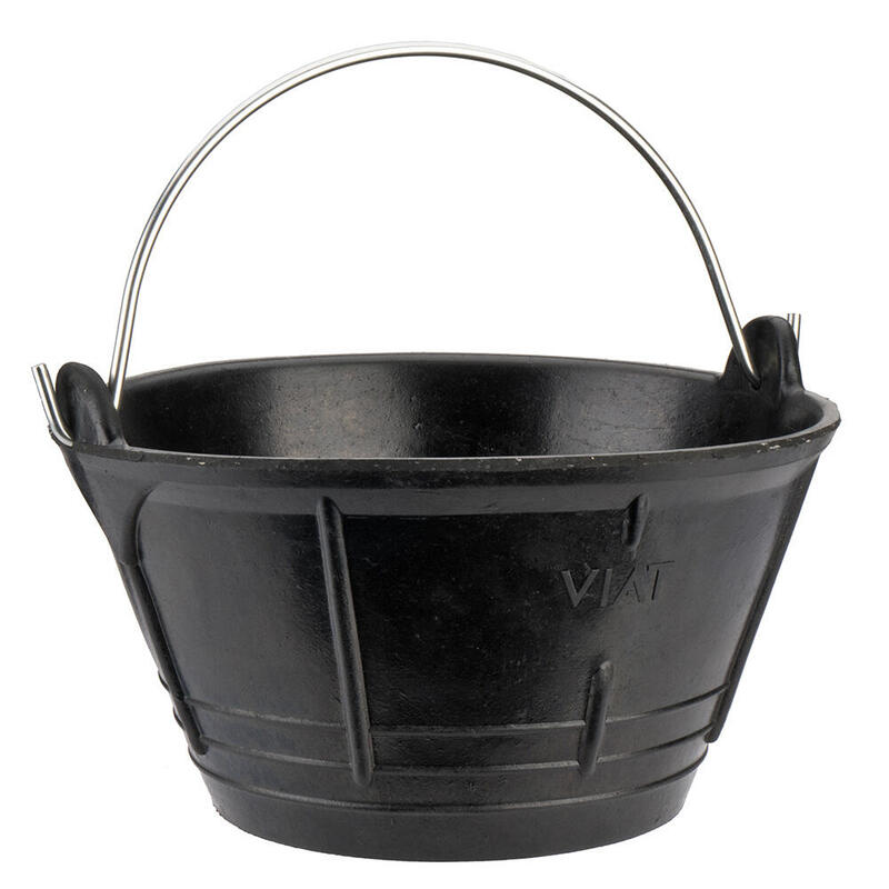Pack De 2 Unidades - Cubo De Caucho Negro Italiano 10 L,Con Asa Metálica.