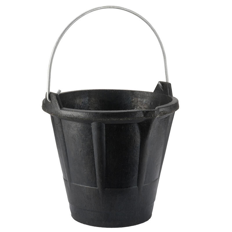 Pack De 2 Unidades - Cubo Industrial 12 L De Caucho Resistente Negro, Con Asa Metálica.