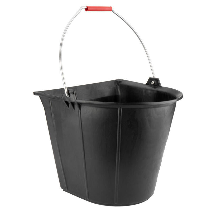 Pack De 2 Unidades - Cubo Industrial Plano 13 L De Caucho Sintético Negro, Con Asa Metálica.