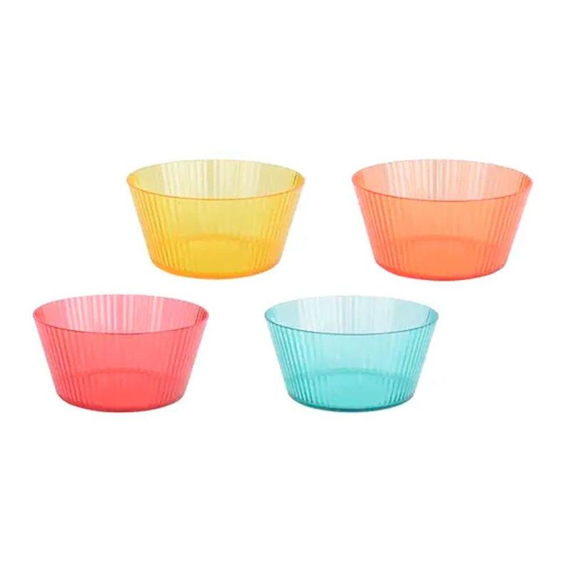 Pack De 2 Unidades - Cuenco Reutilizable De Rayas En Relieve Ø15 X 7 Cm, De Colores Surtidos, 4 Uds