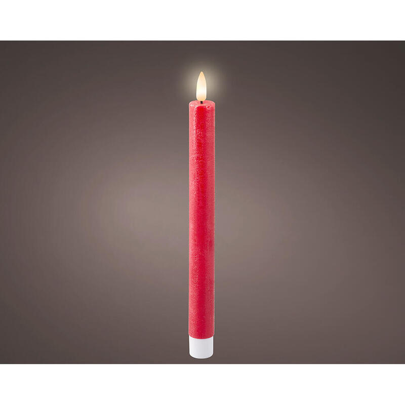 Pack De 2 Unidades De Vela Led Color Rojo, Ø2,2x24,5cm.