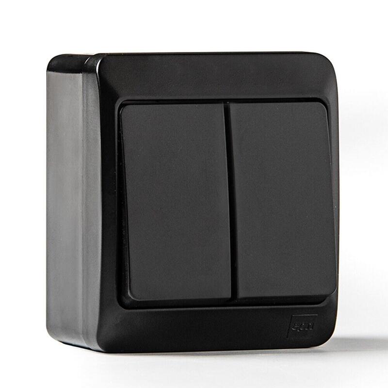 Pack De 2 Unidades - Doble Conmutador Estanco Ip44, 16a 250 V, Negro