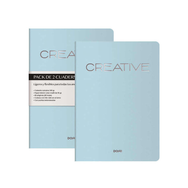 Pack De 2 Unidades Dohe Cuadernos De Cartulina De Colores - 300gr - Estampacion En Portada - Puntas Redondeadas - Lomo