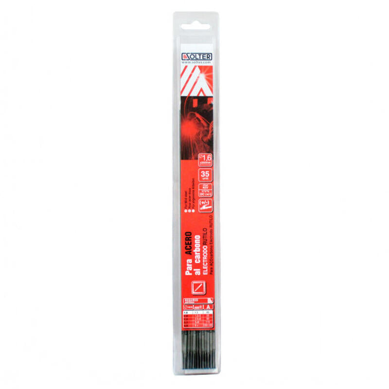 Pack De 2 Unidades - Electrodo Rutilo Para Acero Al Carbono Ø2mm (Blister 35 Unid.) Solter
