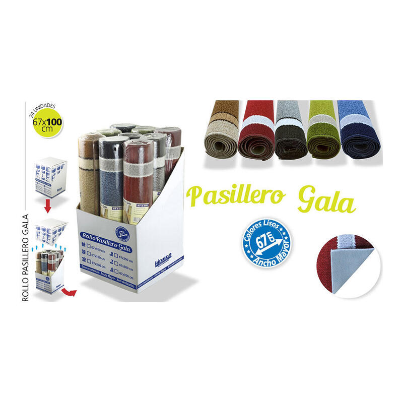 Pack De 2 Unidades - Felpudo En Rollo Pasillero Gala, Colores Surtidos, 67 X 100 Cm