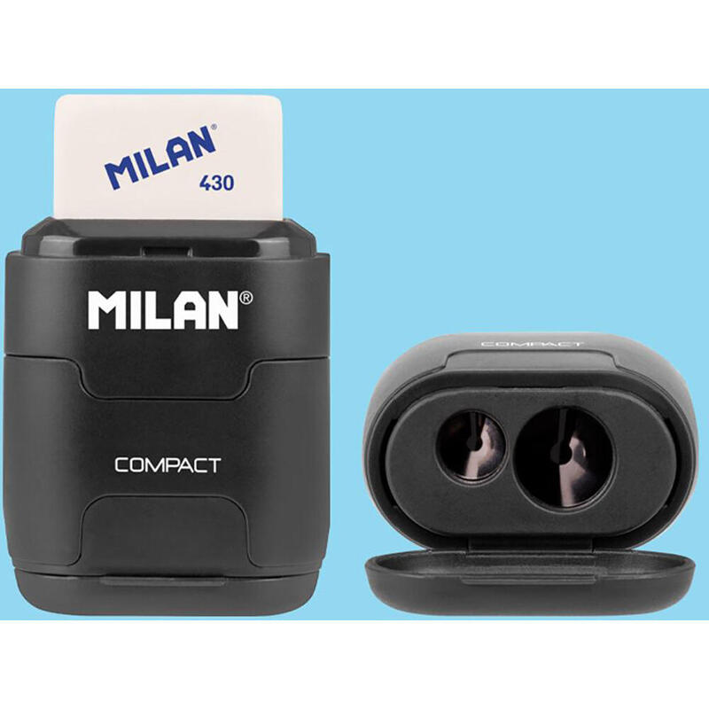 Pack De 2 Unidades - Goma Con Afilalápices Negro Compactserie Especial Shadow + 2 Gomas