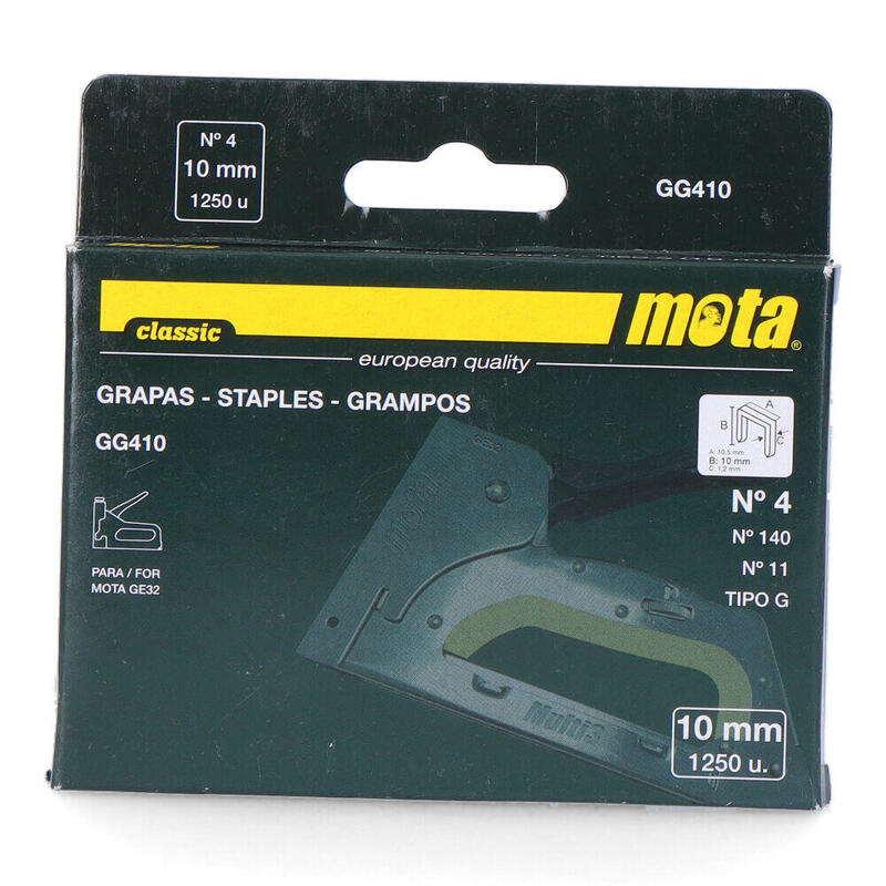 Pack De 2 Unidades - Grapas Número 4 De 10mm 1000 Unid. Espesor 1,2mm Gg410 Mota