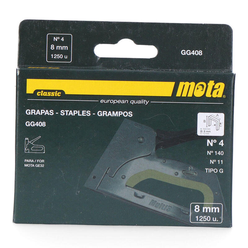 Pack De 2 Unidades - Grapas Número 4 De 8mm 1000 Unid. Espesor 1,2mm Gg408 Mota