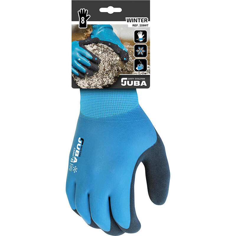 Pack De 2 Unidades - Guante Trabajos En Frío Poliéster/Nylon/Nitrilo Talla 9 Juba