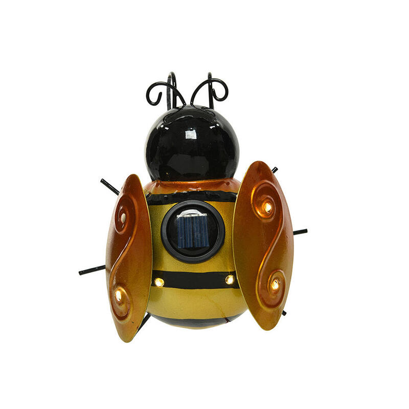 Pack De 2 Unidades - Luz Solar Metalica Con Forma De Abeja 14,5x13x5cm Colores Surtidos