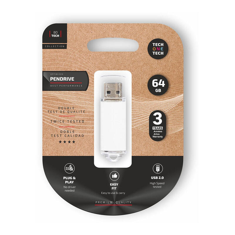 Pack De 2 Unidades - Memoria Usb 2.0 Basic White Pendrive 64 Gb