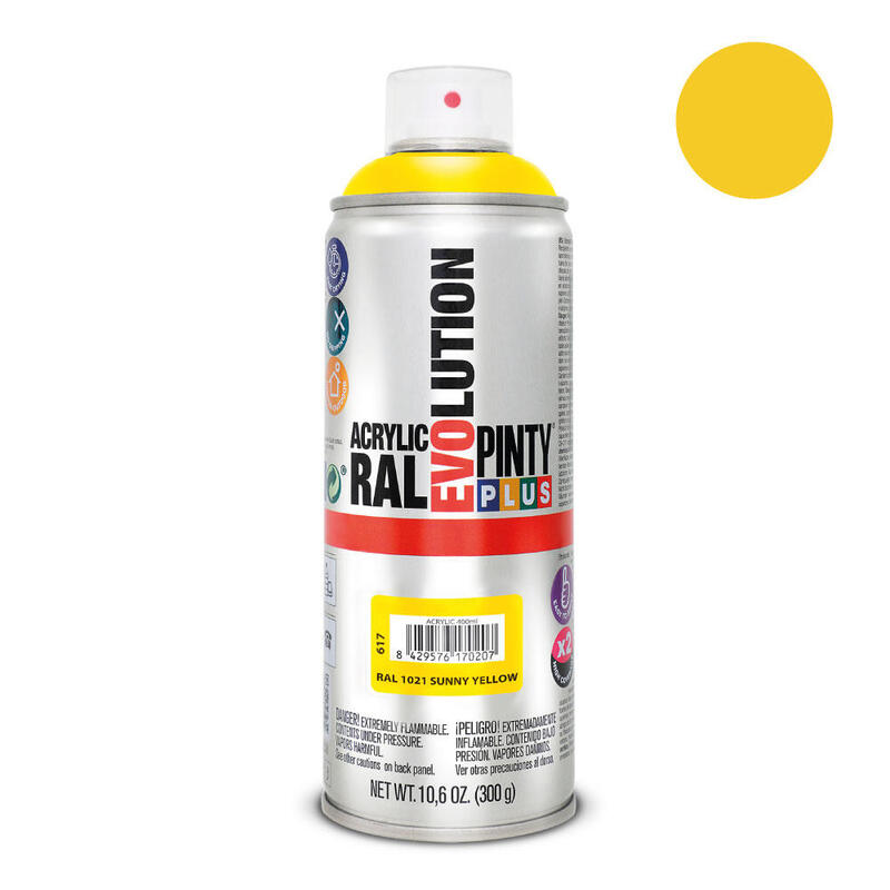 Pack De 2 Unidades - Pintura En Spray Pintyplus Evolution 520cc Ral 1021 Amarillo Colza