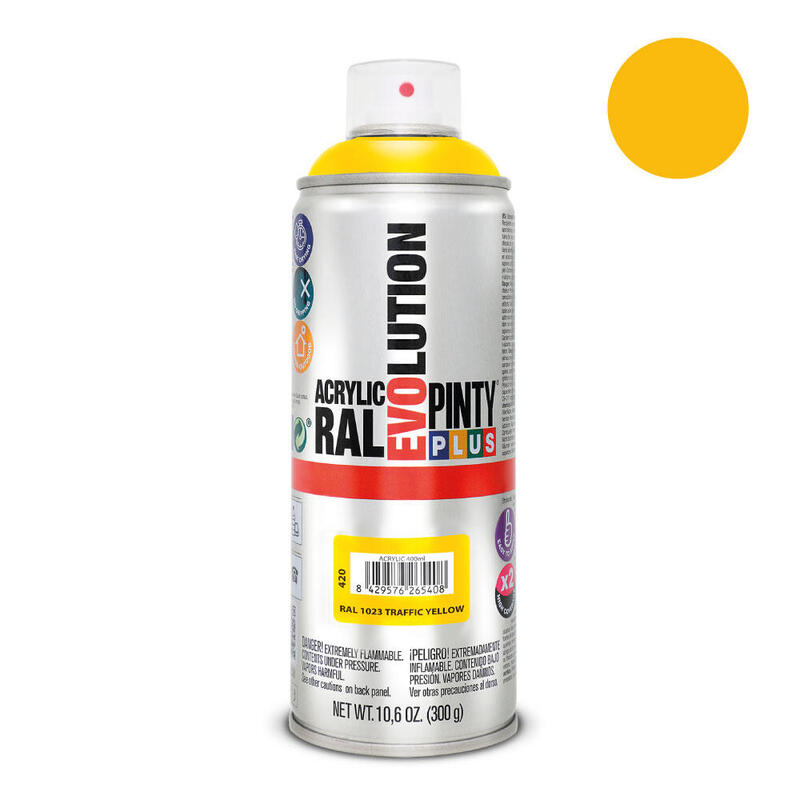 Pack De 2 Unidades - Pintura En Spray Pintyplus Evolution 520cc Ral 1023 Amarillo Tráfico