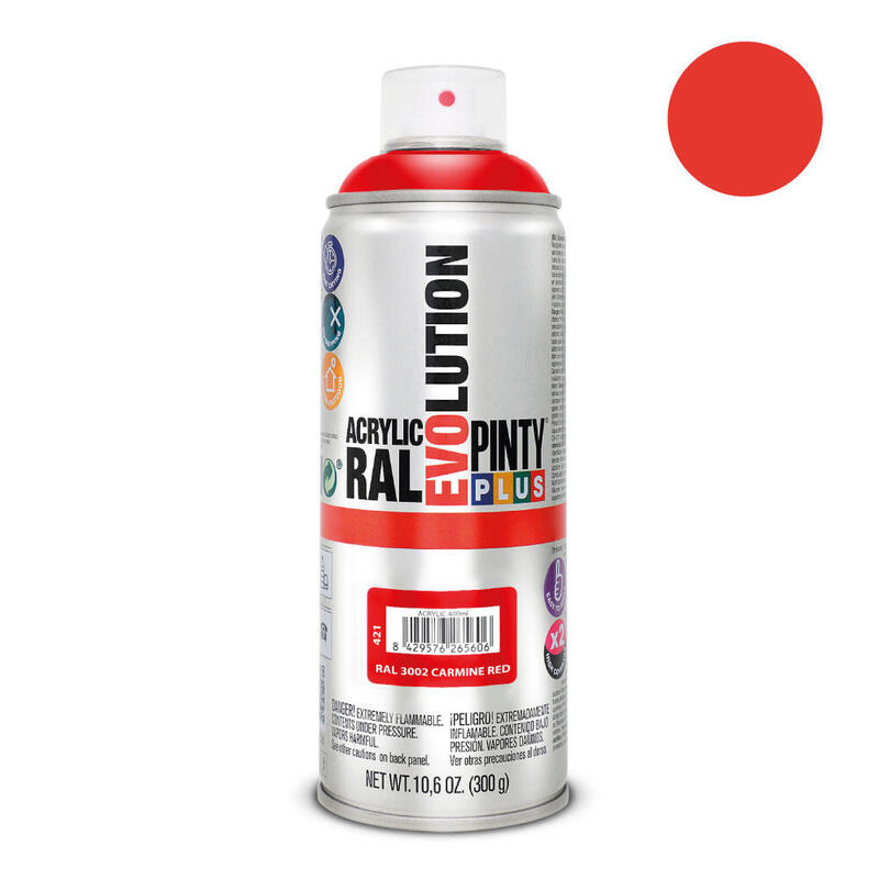Pack De 2 Unidades - Pintura En Spray Pintyplus Evolution 520cc Ral 3002 Rojo Carmín