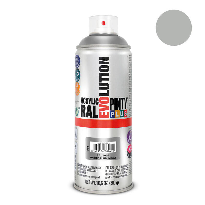 Pack De 2 Unidades - Pintura En Spray Pintyplus Evolution 520cc Ral 9006 Aluminio Blanco