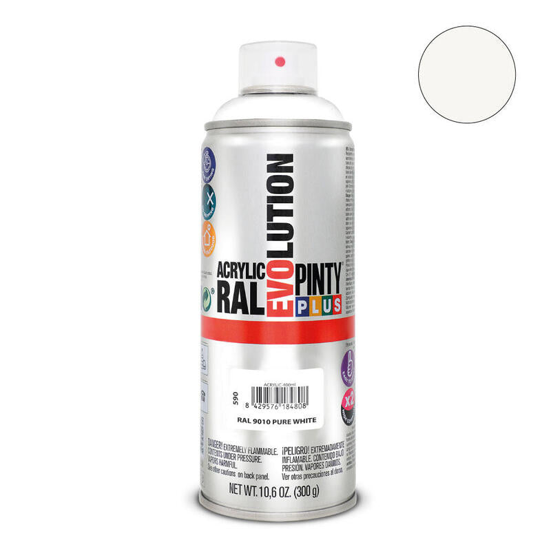 Pack De 2 Unidades - Pintura En Spray Pintyplus Evolution 520cc Ral 9010 Blanco Puro Mate