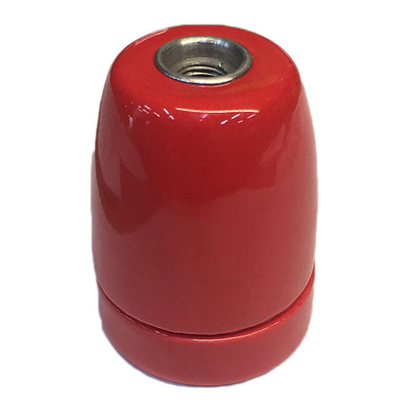 Pack De 2 Unidades - Portalámparas Cerámico Vintage E27 4 A 100 W 250 V~ Rojo, Ø47 X 59 Mm